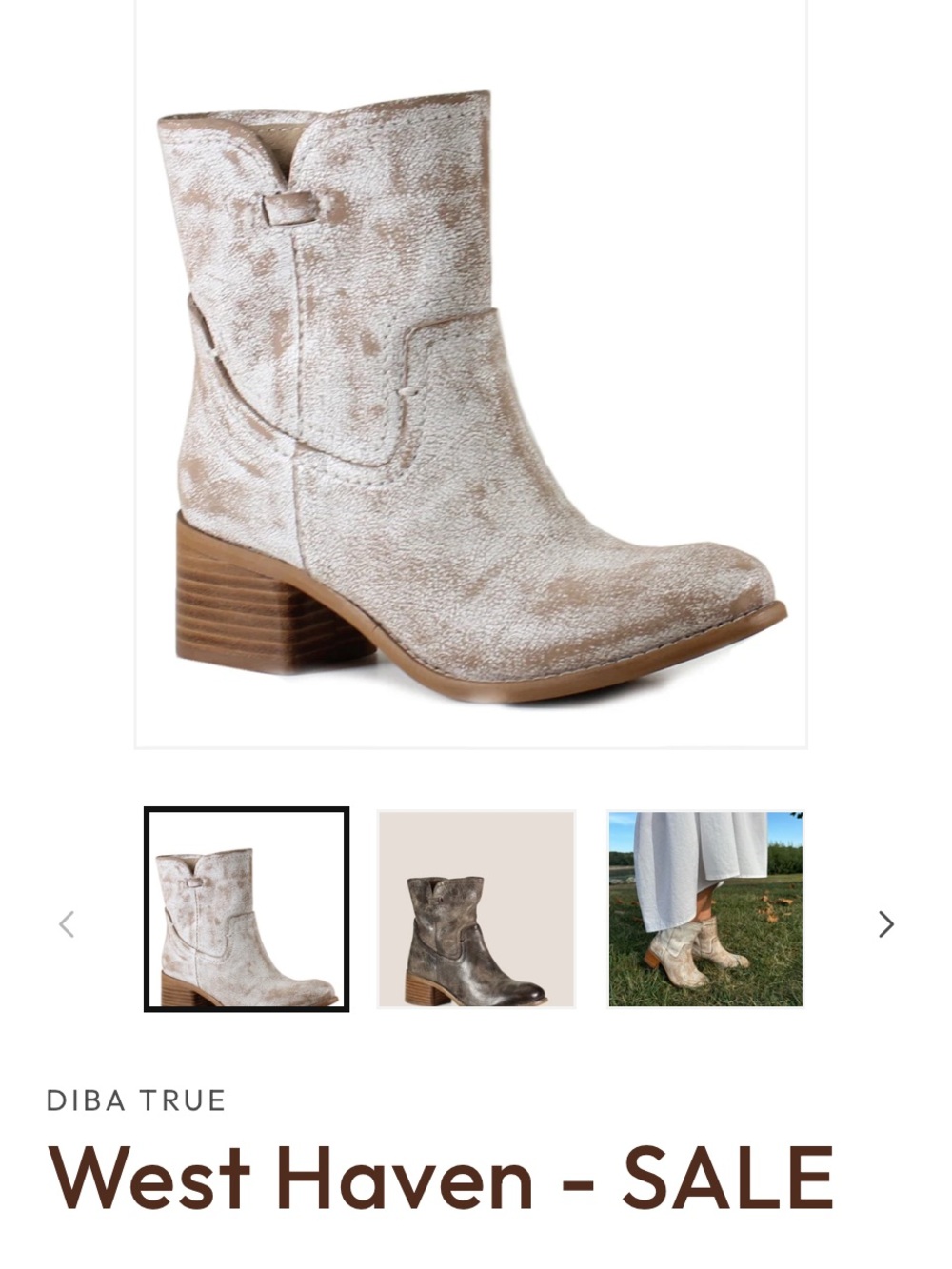 Diba True West Haven Women's Cream Western Ankle Boots size 8.5